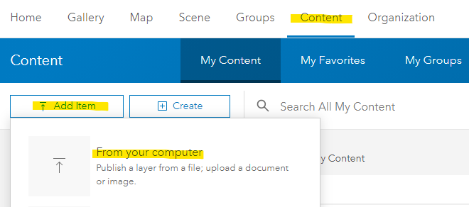 Add Item to ArcGIS Online