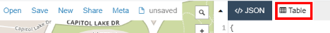 Table view in geojson.io