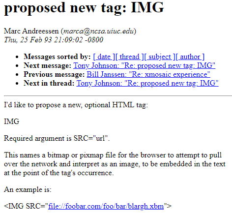 Original thread where the HTML img tag was proposed