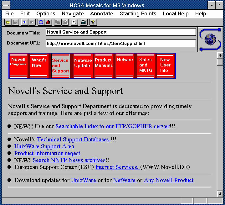 Screenshot of the Mosaic web browser