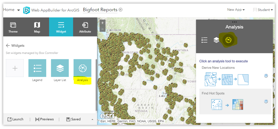 Web App Builder perform analysis