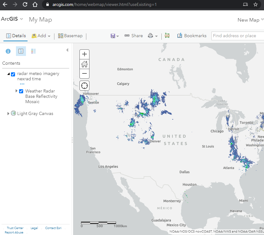 ArcGIS Online displays a web service