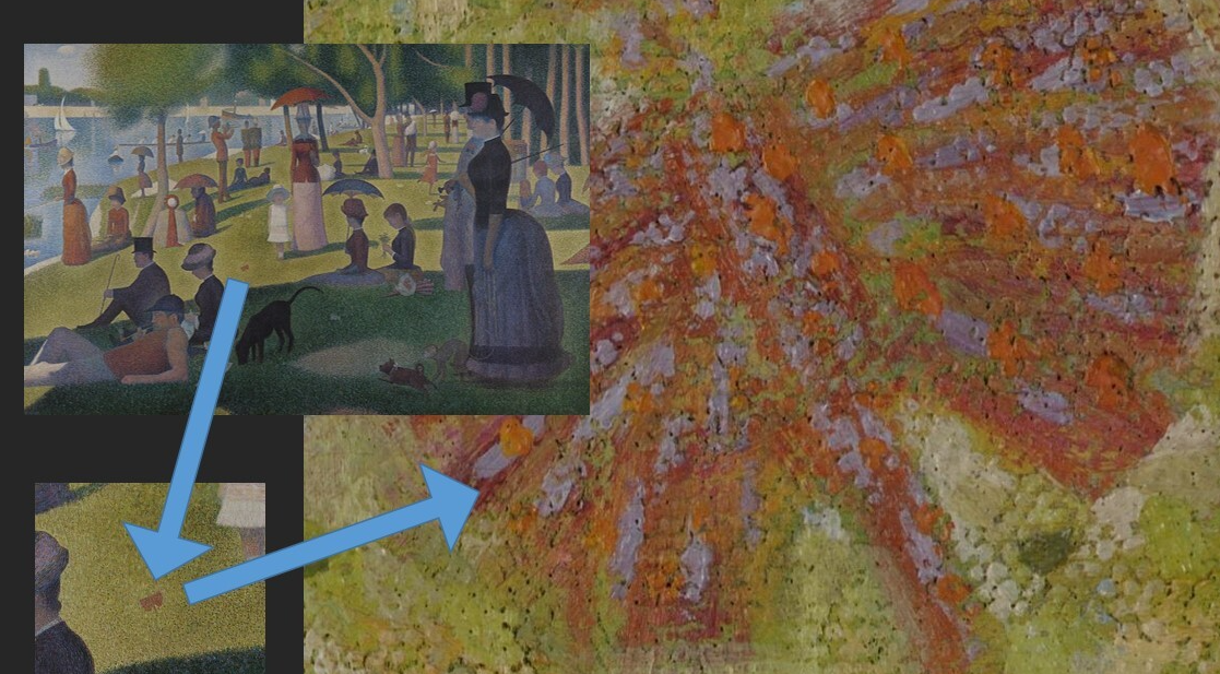 Dots in a painting work similar to pixels in a digital image