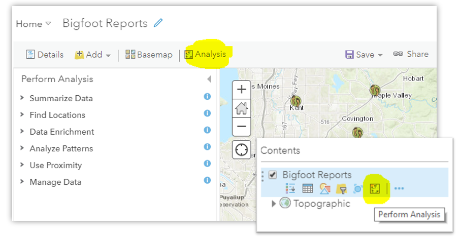 Map Viewer perform analysis