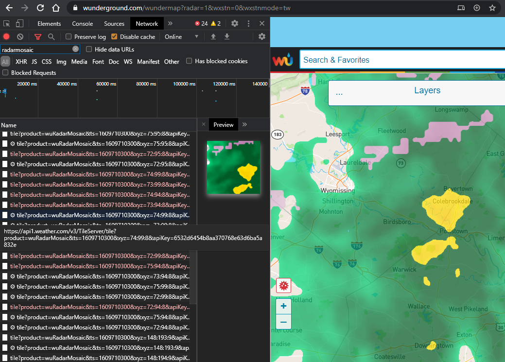 Weather radar web service